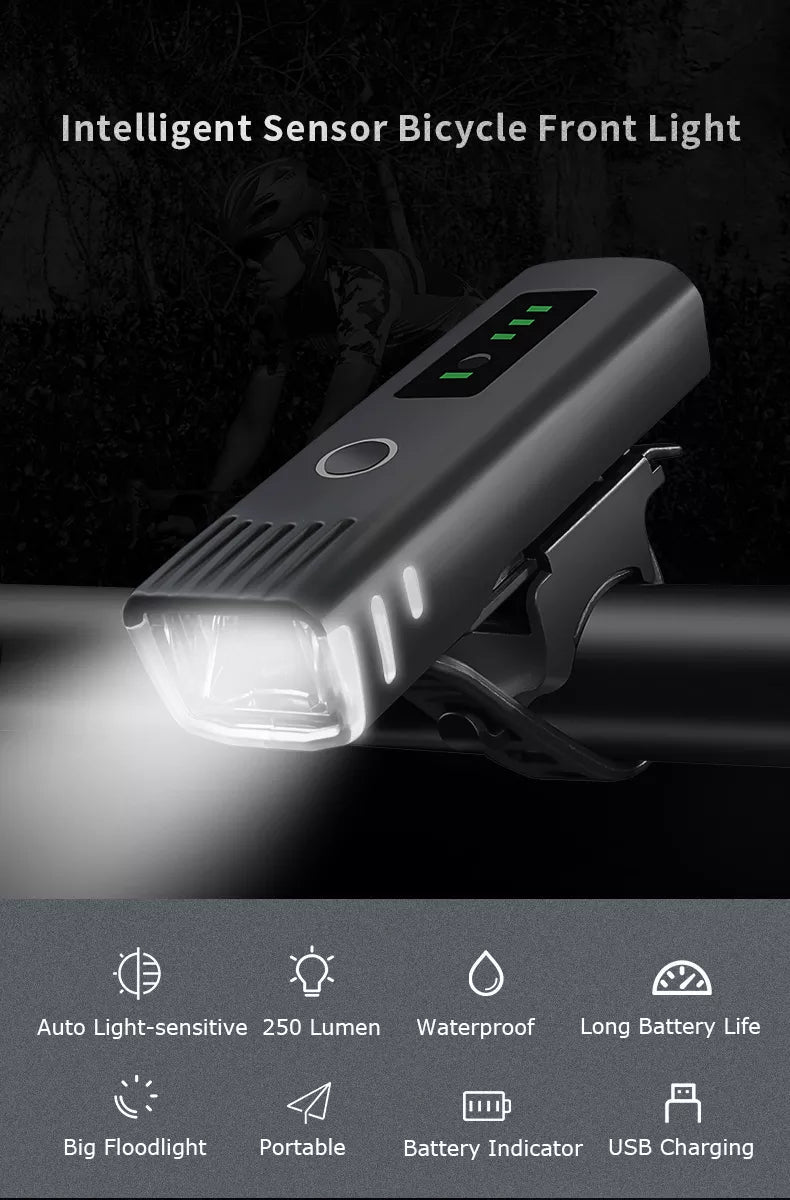 Light Smart Sensor Anti-glare With 250 Lumens And USB Rechargeable - Solar Scooters - Solar Scooters