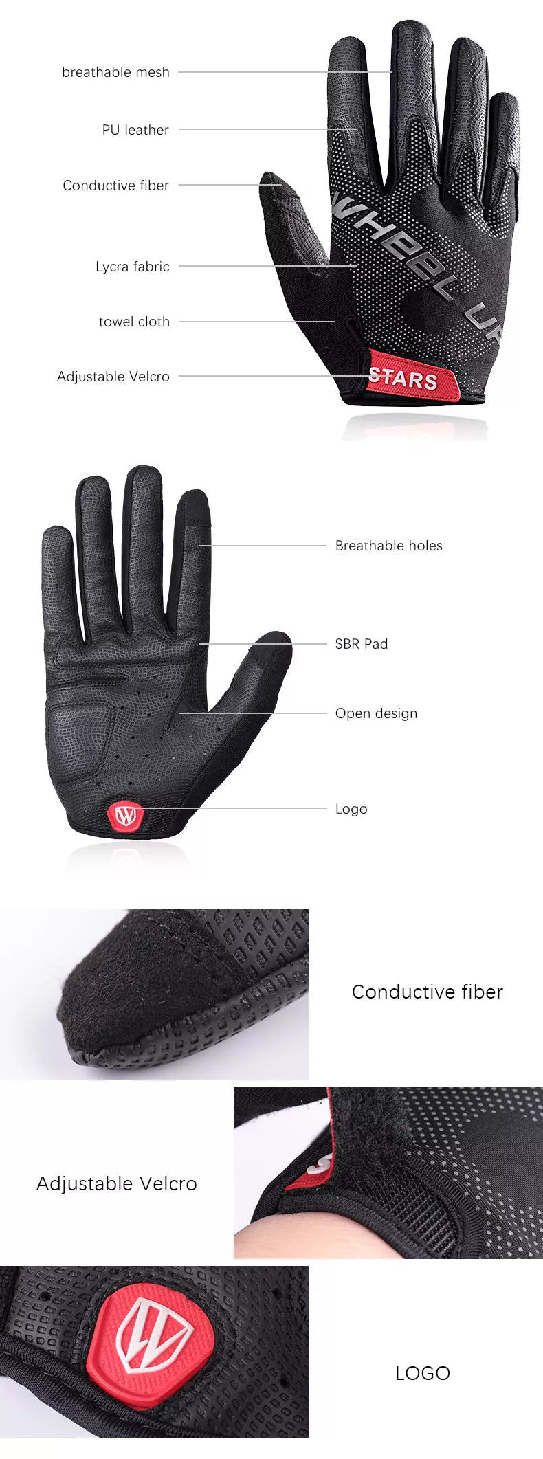 Full Fingerprint Riding Gloves Outdoor With Touch Screen - Solar Scooters - Solar Scooters